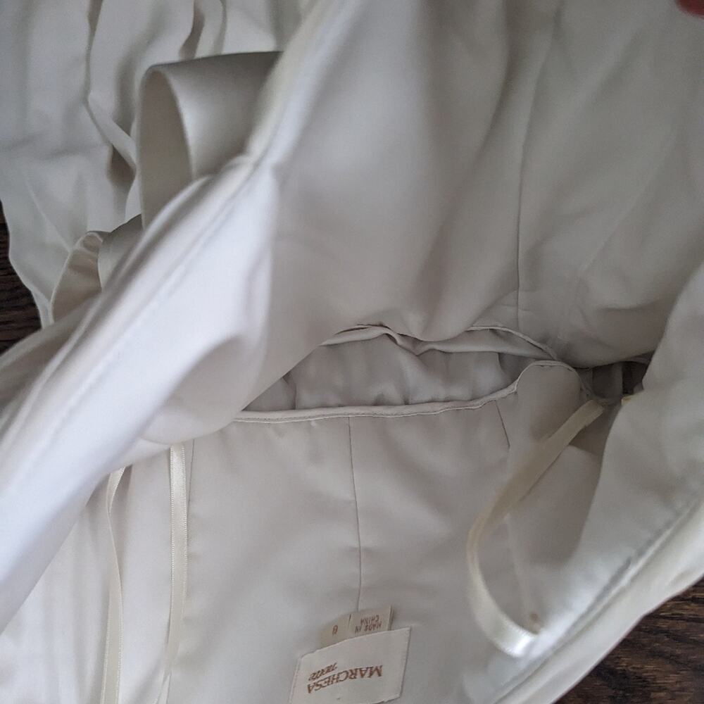 Women's Marchessa Nottee Cream Ivory Bow Dress Size 8 Bridal  Wedding Mini - Picture 3 of 10